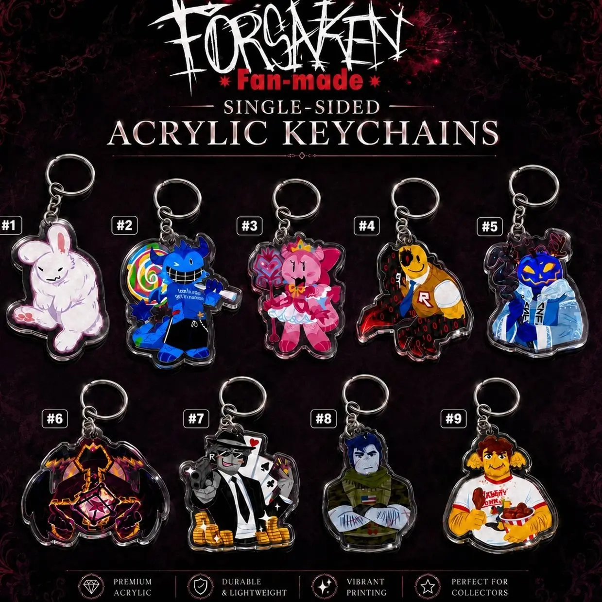 Forsaken Keychain | Bluudud, Pr3tty princess, John Doe, Chance, Guest 1337, Shedletsky, Taph, Dusekkar, Gubby