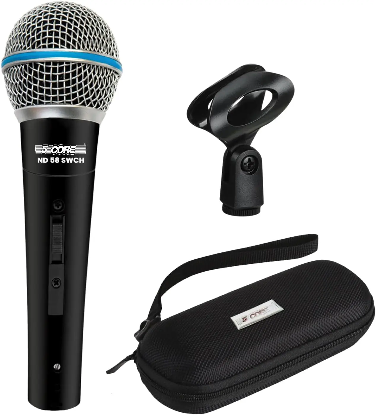 5 CORE Microphone Dynamic Cardioid XLR Unidirectional Wired Mic w Built-in Pop Filter w High Gain Wide Frequency for Stage, Studio Recording, Speaking Engagements - ND 58 SWCH