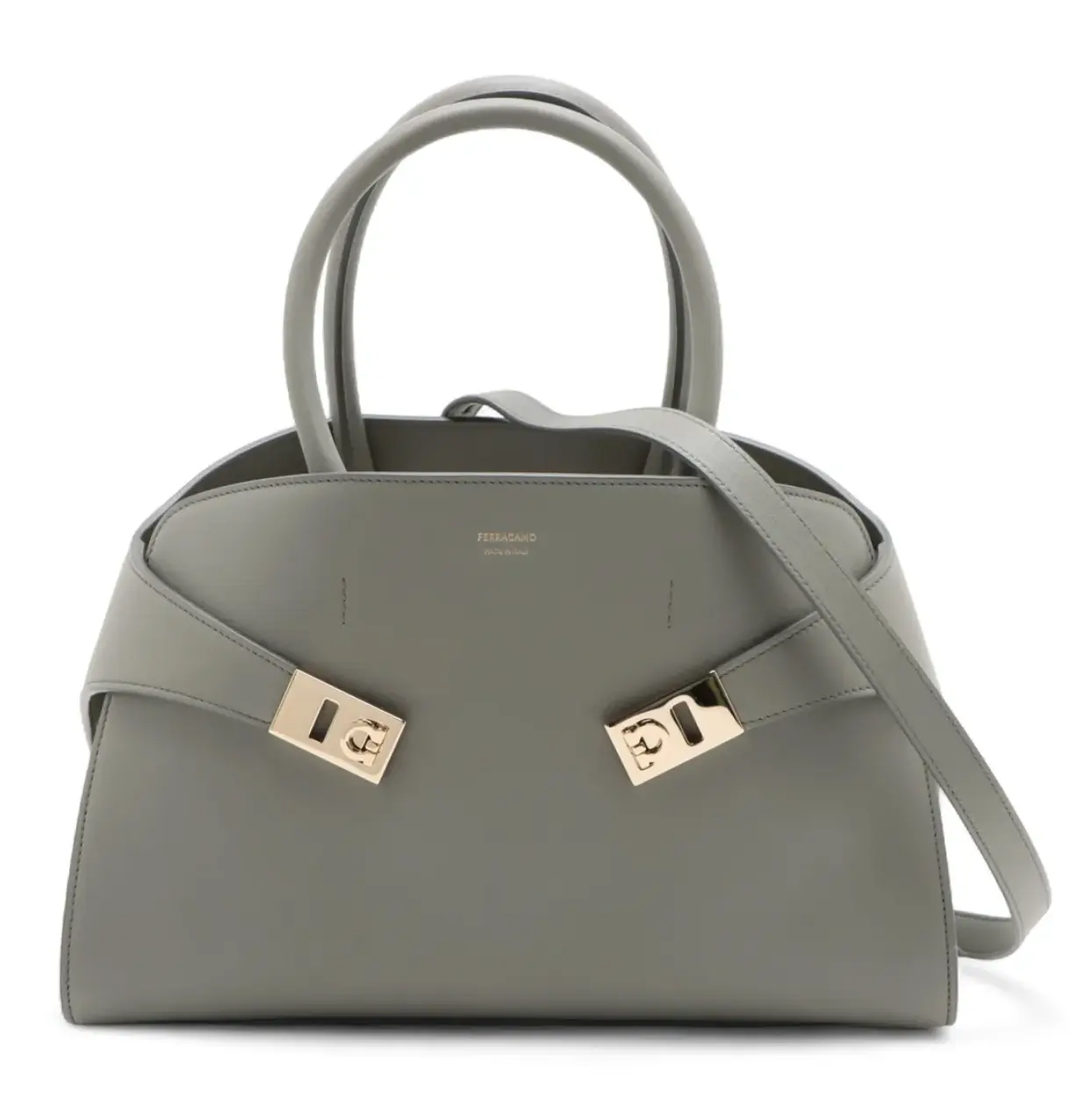 Pre-owned SALVATORE FERRAGAMO Leather Crossbody Bags Ferragamo Hug 2 Way Handbag — Gray Leather