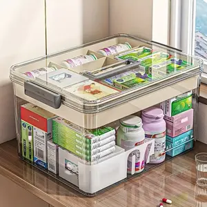Storage Storage Box With Handle Multi-layer Design Capacity Plastic Storage Organizer Portable For Bedroom Bathroom Office Or Desk Storage Multiple Models Available