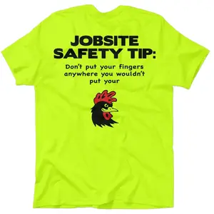 Jobsite Safety - Hi Visibility Safety Yellow Work T-Shirt Jersey Menswear For Blue Collar Workers Funny, Sarcastic | Graphic Tees Apparel Short sleeve