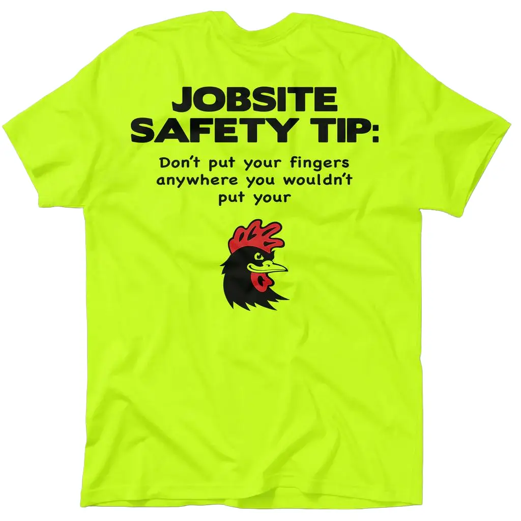 Jobsite Safety - Hi Visibility Safety Yellow Work T-Shirt Jersey Menswear For Blue Collar Workers Funny, Sarcastic | Graphic Tees Apparel Short sleeve