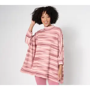 Denim & Co. Active Heavenly Jersey Space Dye Printed Poncho