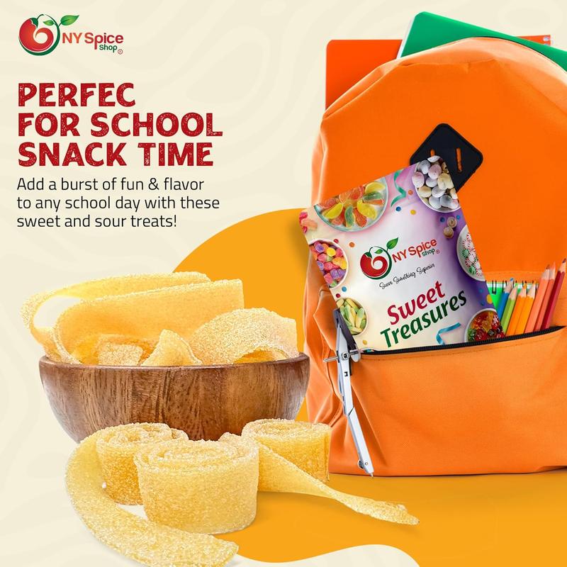 NY Spice Shop Mango Sour Belts - Tart Gummies, Chewy Rainbow Candy Ribbons, Sour Fruit Strips, and Sour Rope Treats - Sour Belts Pack Snack Sugar