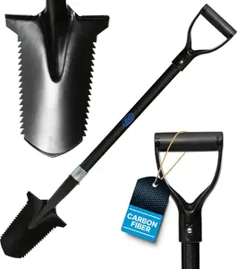 CKG Carbon Metal Detecting Shovel Digging Tool with Double Serrated Blade – Lightweight Digger Garden Root Cutter, Spade Professional Metal Detector Accessories