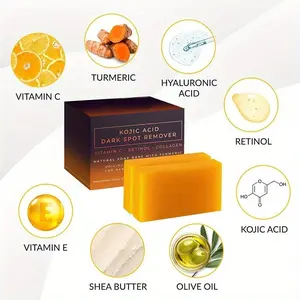 2pcs, 3.53oz/Pc Kojic Acid Soap, With Vitamin C & E, Turmeric, Retinol And Olive Oil, Face And Body Cleansing Handmade Soap Body Care Body Wash Skin Care Skin Repair Comfort Cleanser
