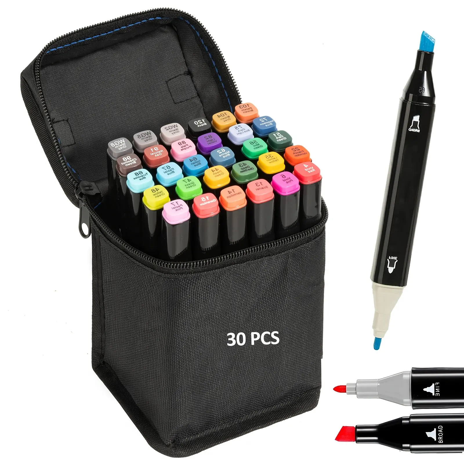 30 PCS Markers Set, Dual Tips Blender Art Markers For Drawing Sketching Coloring Artist Pens And Underlining, Art Markers For Adults, Artists, Illustrators