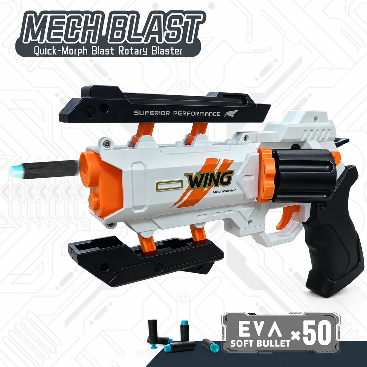 Rapid Deformation Burst Revolver With 30 EVA Soft Bullets & 20 Flat-Head EVA Bullets Handheld Pneumatic Blasting Toy Gun | Valentine's Day gift