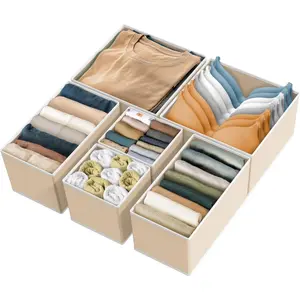Storage Box, 6 Counts/set Foldable Underwear Storage Box, Drawer Divider Organizer, Clothes Storage Box, Home Organizer for Bedroom, Divided Compartments, Clothes Storage Organiser, Organizer Dividers
