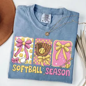 Comfort Colors Coquette Softball T-Shirt, Softball Season TShirt, Softball Mom Tee, Softball Lover Gift, Softball Gifts, Game Day Softball