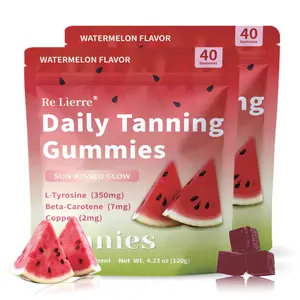 SHKIBY 2-Pack Edible Watermelon Daily Tanning Gummies - 6000µg Astaxanthin, Allergen-Free Natural Beauty Vitamin Supplement, Melanin Boost for Sensitive Skin, Beach Use