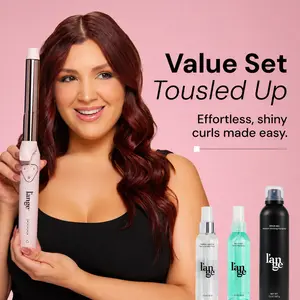 L'ANGE HAIR - Tousled Up Value Set - Le Pirouette Curling Iron, Thermal Magique Heat & Humidity Tamer 4oz, Salt + Séa Texturizing Spray 4oz, Hold-All Medium Working Hairspray 8oz, Haircare, Frizz-Free, Hair Tools