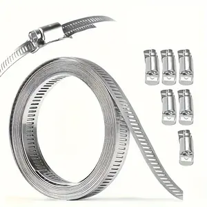 Adjustable Stainless Steel Worm Gear Hose Clamp, 3m 6xfas, 304 Stainless Steel Perforated Steel Band, DIY Pipe Fastener, Size Adjustable