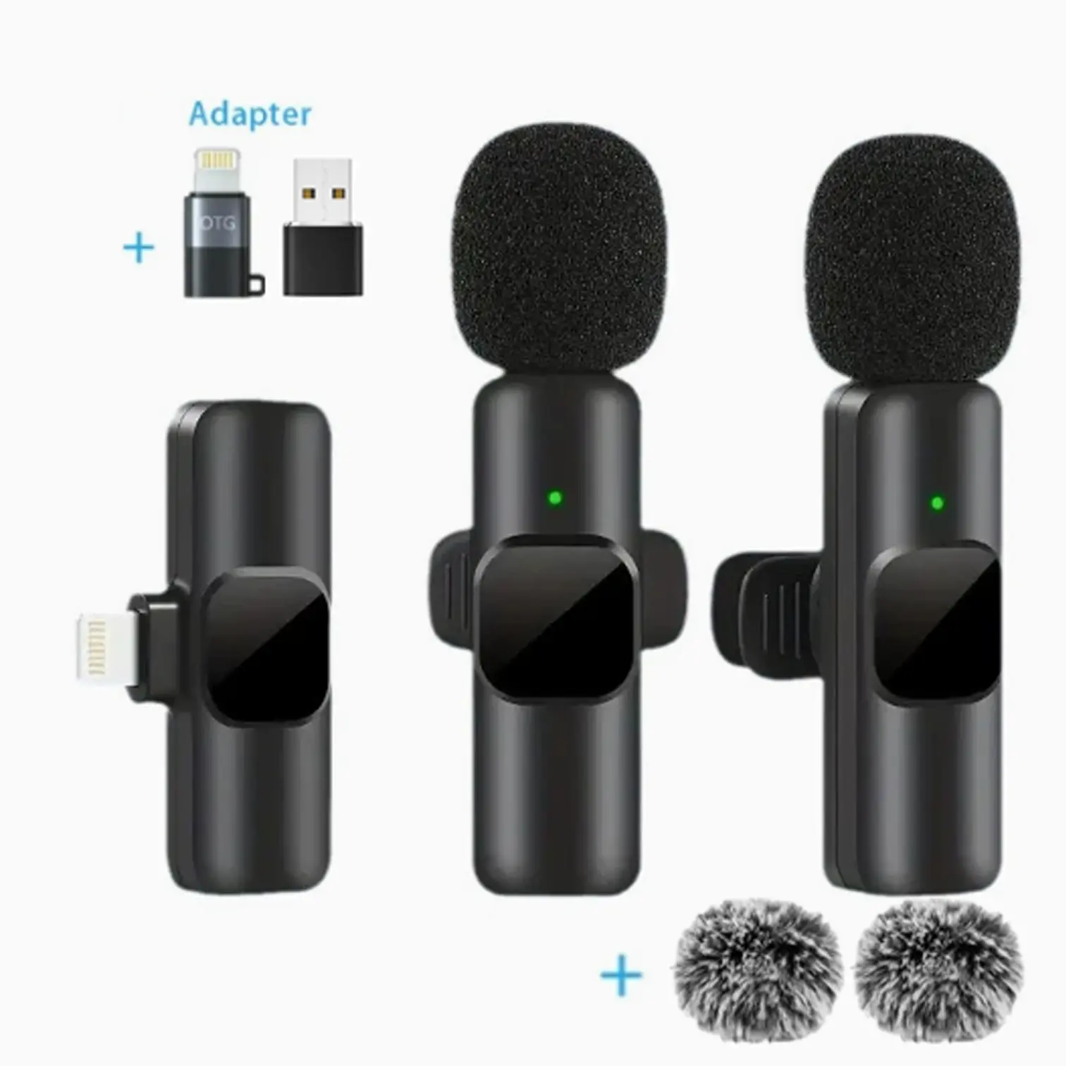 Wireless Microphone for iPhone/Smartphone, 2 Mini Lapel Microphones with Clearer Audio for Video Recording, Interview, Vlog，Noise Reduction Device Noise Cancellation Stereo Wireless Lavalier vlogging tools handheld mic microfono minimic  microphone