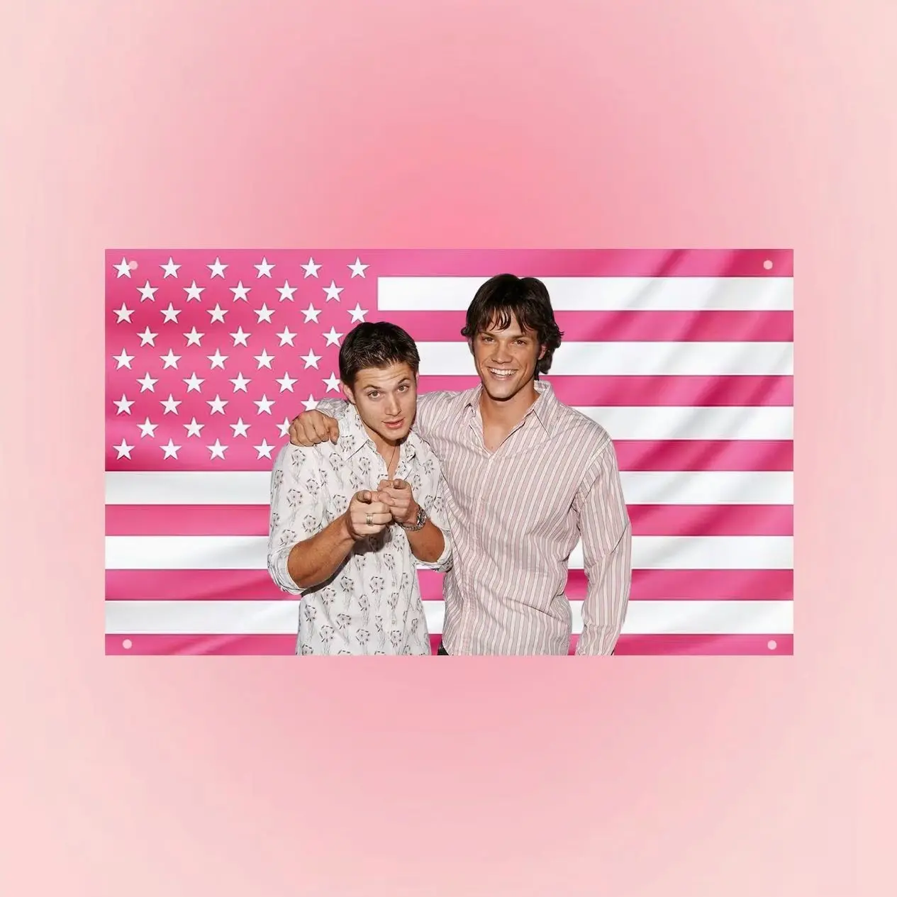 Supernatural Pink USA Flag | Winchester Brothers Flag Wall Tapestry | Sam & Dean American Flag Room Decor Fan Gift