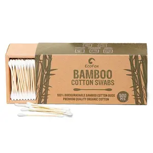EcoFox Bamboo Cotton Swabs | Biodegradable & Organic Cotton Buds | Double Tipped Sticks | 100% Eco-Friendly & Natural | Perfect for Makeup & Nail Applications, Arts & Crafts, Removing Dust & Dirt…