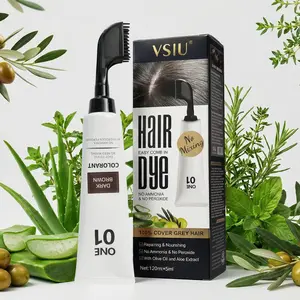 VSIU Hair Dye Brush Enriched with Olive Oil & Aloe Vera Ammonia-Free No Peroxide for Men Women Covers Gray Hair in Dark Brown Black Long Lasting Color with Floral Scent Includes Stain Remover