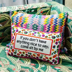 Come Sit By Me Needlepoint Pillow