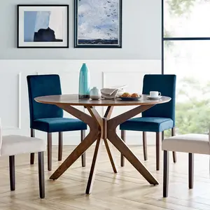 Modway Crossroads 47" Round Wood Dining Table in Walnut