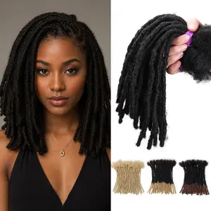 Beauday Loc Extensions Human Hair Interlocking, 0.6cm Width 100% Human Hair Dreadlock Extensions, Soft Human Hair Dreads Extensions