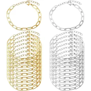 tiggell 20pcs Chain Bracelets Kit Alloy Link with Lobster Clasps for Christmas DIY Women Jewelry Findings Bracelet Making (Gold & Silver)