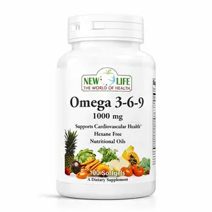 New Life Omega 3-6-9 1000mg Supplement with Black Currant & Pumpkin Seed Oils 100 Softgels for Cardiovascular Cognitive & Joint Health Essential Fatty Acids Natural Dietary Supplement