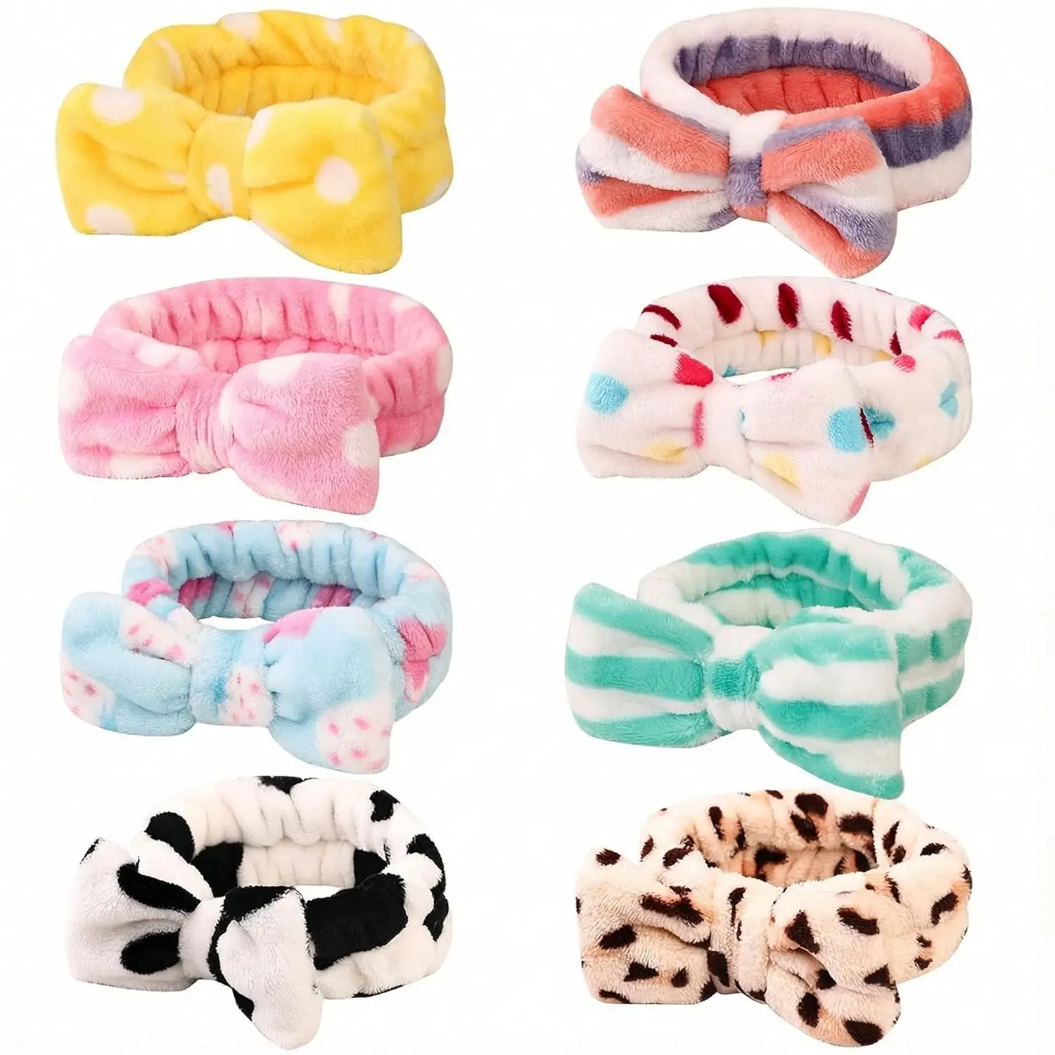 8 Pack Spa Headbands for Women, Soft Bow Skincare Headband for Washing Face, Skincare, Salon & Makeup, Bulk Spa Party , Ideal Stuffers for Teen Girls
