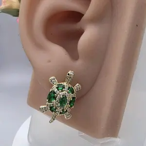# 0280 14k Gold-Plated Diamond-Turtle Female Dangle Earrings - High-Quality Chic Style Mode Fashion Earrings
