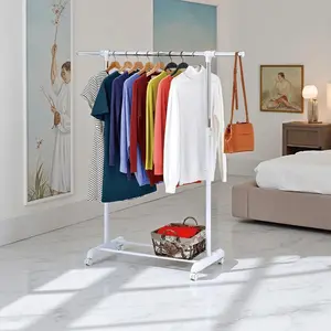 New Adjustable Garment Rack, Chrome & White Metal Frame for Halloween & Christmas