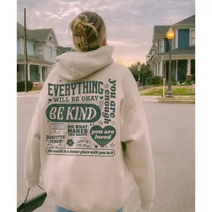 Everything Will Be Okay Hoodie, Aesthetic Mental Health Retro Hoodie, Self Growth Hoodie, Positive Hoodie, Therapy Hoodie, Back side print