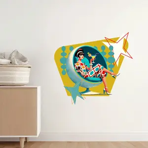 Mid Century Mod Gal, Atomic Cocktail Hour, MCM Peel And Stick Wall Decal
