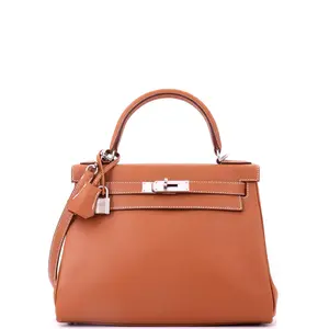 Pre-owned HERMÈS Leather Top Handle Bags Hermes Kelly Handbag Gold Madame with Palladium Hardware 28 by Rebag