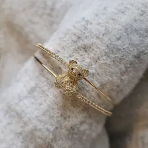 Teddy Bear Rhinestone Bangle, Delicate Design, Perfect for Everyday Glam, Gift for Her