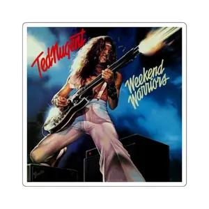Ted Nugent Rock 'n' Roll Square Stickers, Perfect for Music Lovers, Laptop Decor, Gift for Musicians, Weekend Warriors, Vintage Album Art