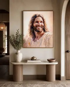 Home Decor Spirit Christ Laughing Print Painting Christ Wall Decor Smiles Jesus Wall Deocr Christian Wall Art Jesus Christ Picture Jesus Christ Canvas Wall Art The Hand of God Poster Modern Religious Artwork UNFRAMED
