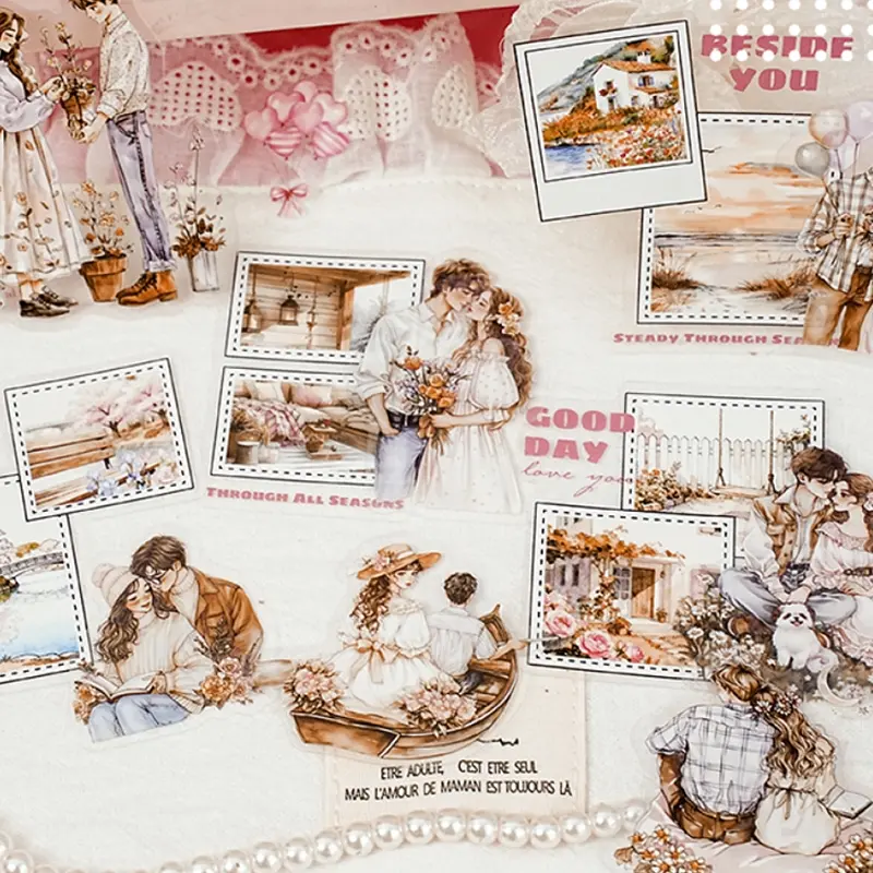 Cute Couple Sticker Pack, 6-Piece Set, Perfect for DIY Crafts & Decorations, Ideal Gift for Lovers, High-Quality Adhesive Material