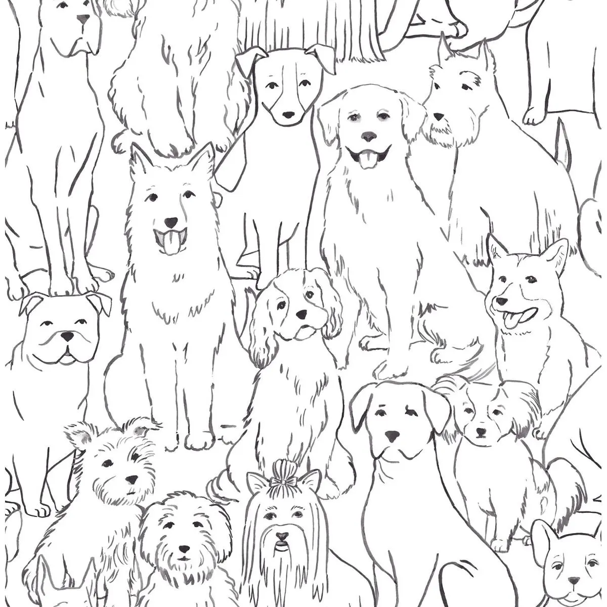 212 MAIN Minimalist Black & White Paws Vinyl Peel-and-Stick Wallpaper, 1 Roll, One Roll