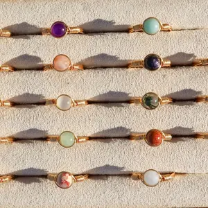 Wire Wrapped Crystal Rings - Custom Dainty Rings - 6MM Crystal Size - Size Inclusive - Gleaming Silver or Radiant Gold