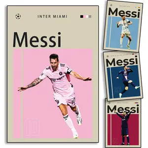 Messi Posters Soccer Canvas Poster Wall Art Print Set of 4 Gifts for Boys Living Room Bedroom Decor Unframed: 8x12inch