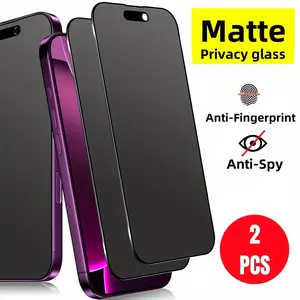 Matte Privacy Screen Protector 9H Anti-Fingerprint Anti-Spy Full Coverage Tempered Glass for 16 Pro Max/16 Pro/16 Plus/16/16E/15 Pro Max Series Protective Casing