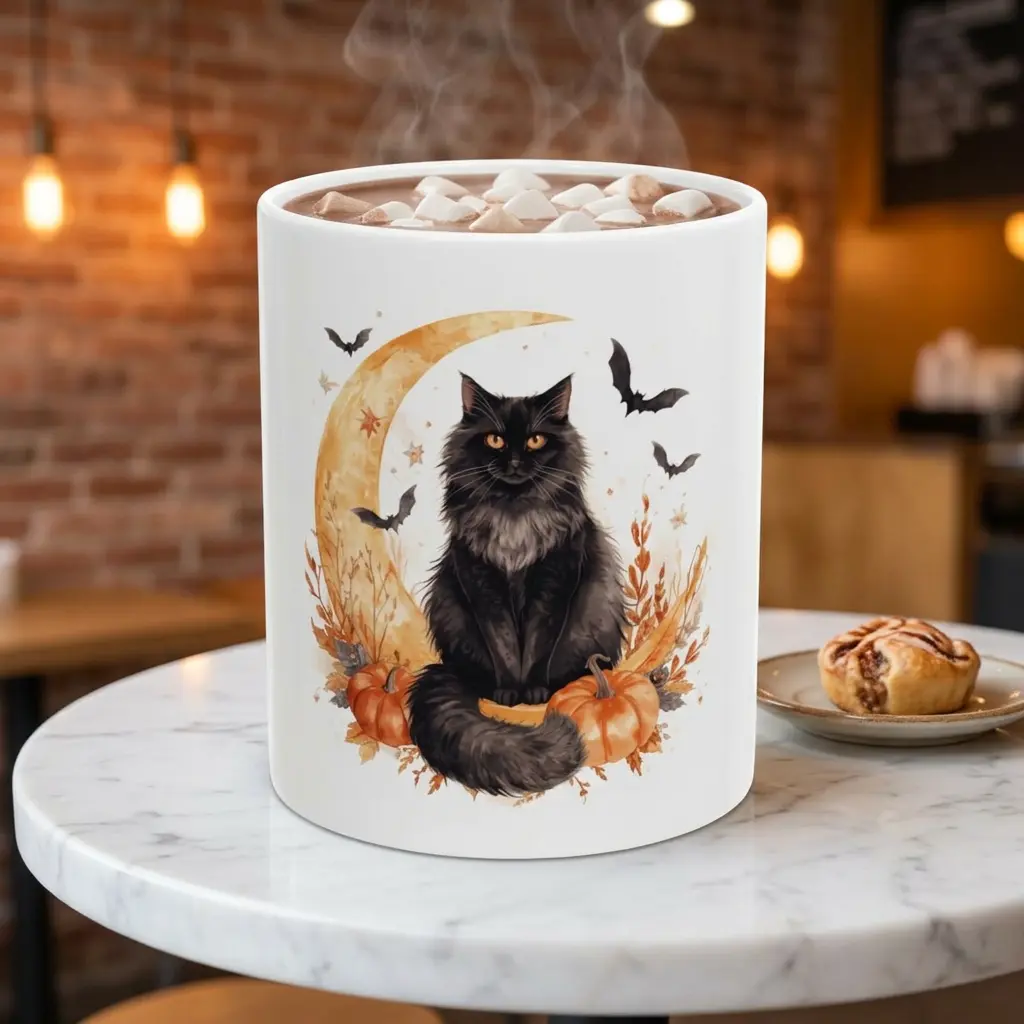 Cat Lover Fall Pumpkin Halloween Ceramic Mug