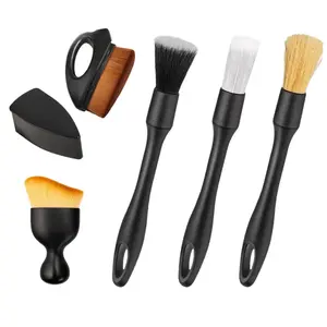 Set of 5 Car Interior Cleaning Brushes with Storage Bag, Body Wheel Brush, Tire Gap Brush, Detailing Brush, Essential Car Care Tools, Car Detailing Accessories, Car Cleaning Kit, Car Cleaning Supplies