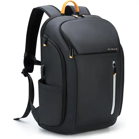Men's Durable 30L 900D Nylon High-Capacity Tech Backpack - Airline Approved, Waterproof, TSA 90-180° Open, Zip Up, 17.3in Laptop Compartment, USB Charging Port, Anti-Theft Pocket, 2 Front Quick Pockets, Adjustable Shoulder Straps for Business Trips