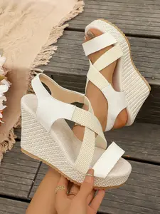 Summer High Heel Wedge Sandals, Waterproof PU Roman Slippers, Baroque Pattern, Less Than Ankle Height, Perfect for All Seasons, Fashion