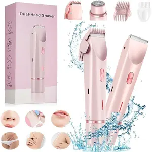 Double-headed Electric Body Hair Trimmer for Women, 1 Set Rechargeable Hair Shaver with Accessories, Wet & Dry Use Hair Removal Tool for Women, USB Rechargeable Trimmer