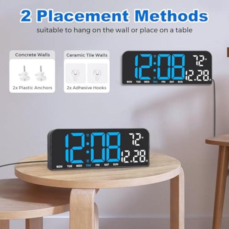 LED Digital Alarm Clock with Dual Alarm, Digital WallClock for Home Bedroom & Office, 10"Large Display12/24H Desk Clock with Temperature/Humidity/Week/Adjustable Dimmer, Minimalist Clock Lights Set, NewYear's Day Decorations, Valentine's Day Gifts