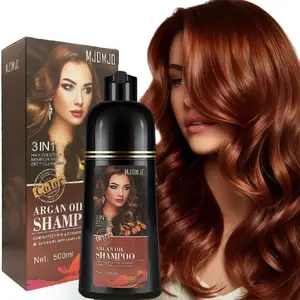 3 in 1 Cherry Brown Argan Oil Hair Dye Shampoo - Long-Lasting Gray Cover,Natural Plant Pigments,Refreshing,Safe for Scalp,Quick Gray Conceal for All Hair Types,Hair Dye Shampoo,Stylish Hair Care,Sleek Bottle Design,Moisturizing Ingredients