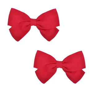 3.5in  Girl Hair Clips - Fully Lined Non-Slip Barrettes for Fine Hair, 2-Pack Bows in Red
