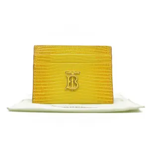 Pre-owned BURBERRY leather Small Leather Goods embossed tb card case Yellow CONSIGNMENT