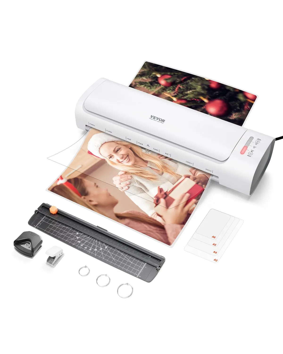 【summerfinds】VEVOR Laminator Machine - Cold & Hot Laminator for Max A3 Size, 3-5 mil Thickness, with Laminating Sheets, Hole Punch, Corner Rounder, Document Rings, Office Documents/Photos Compatibility
